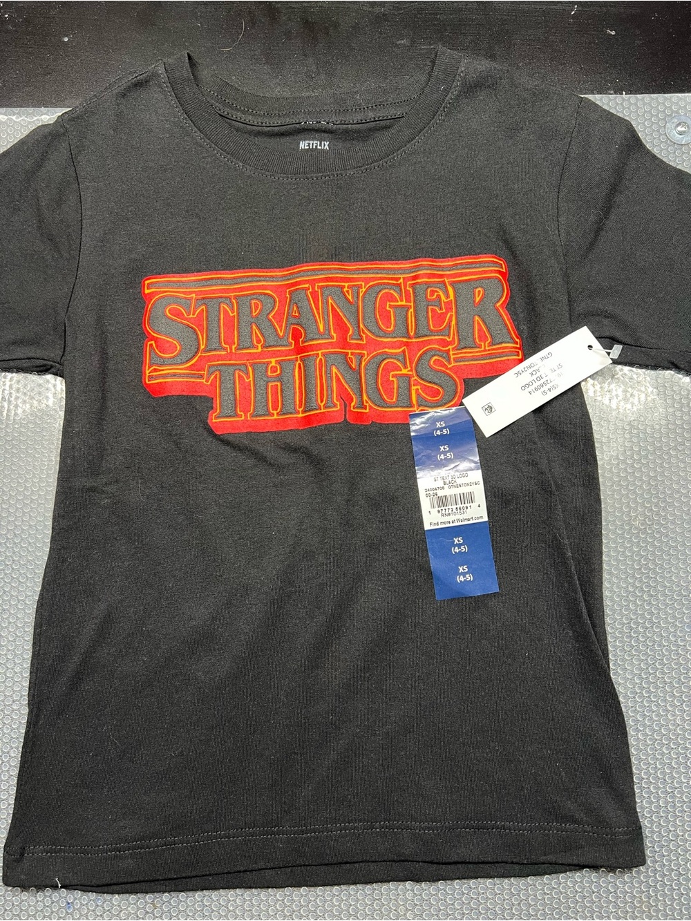 Netflix Black Tee with Red Stranger Things Logo